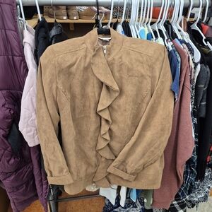 Christopher & Banks Tan Ruffle Jacket